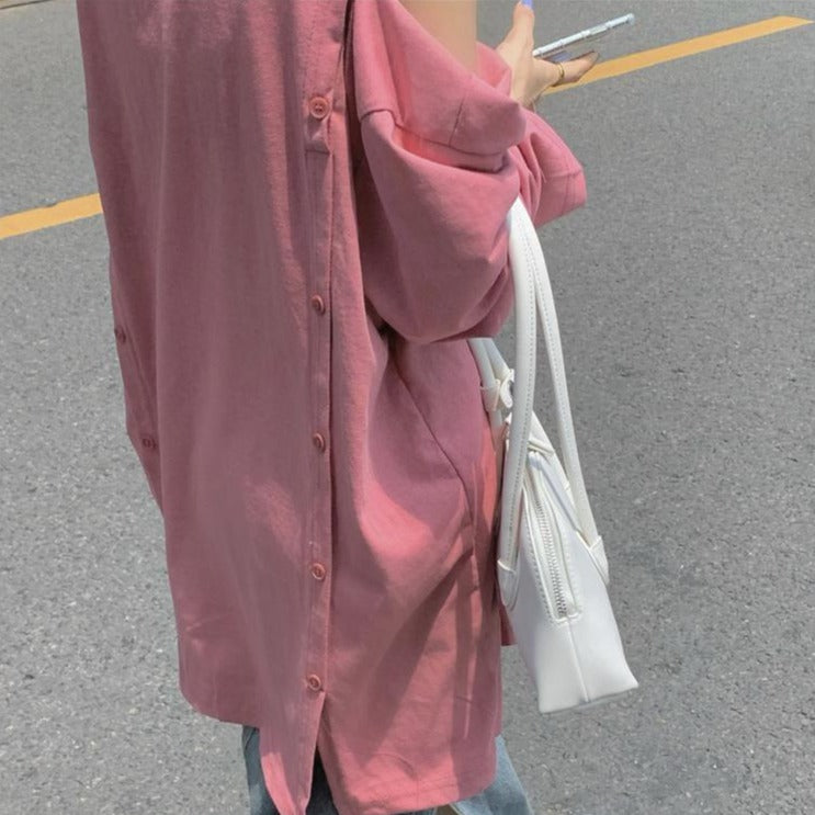ボタンデザインのロングカットソー♡大人可愛い着こなし S2651