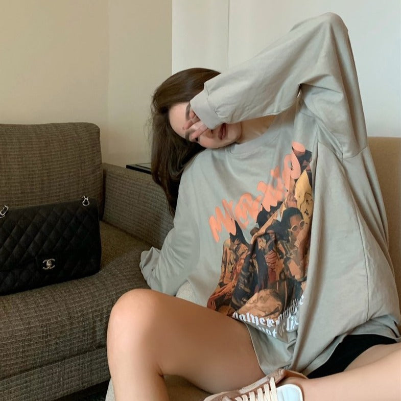 プリントロングTシャツ ゆるふわデザイン S2650