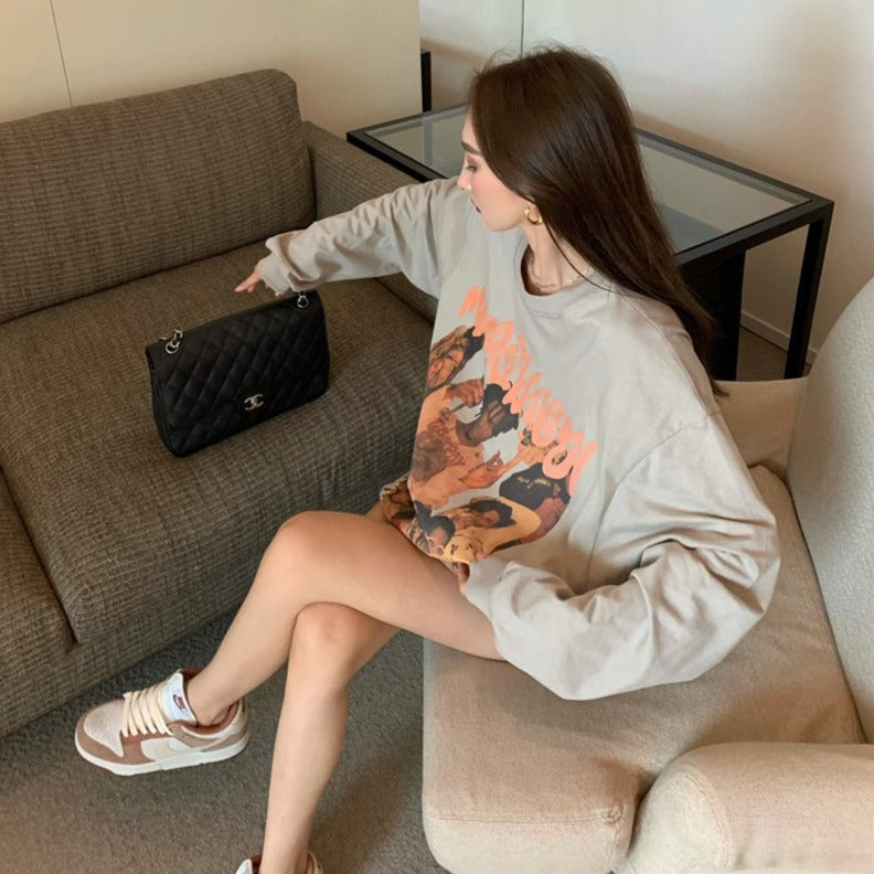 プリントロングTシャツ ゆるふわデザイン S2650