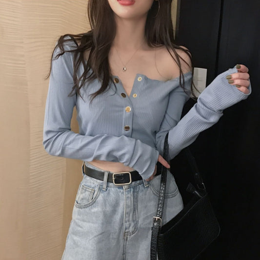 2wayゴールドボタントップス♡デコルテ美しく S1746