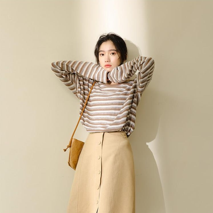 ボーダーオーバーTシャツ♡ゆるふわ着心地 S2637