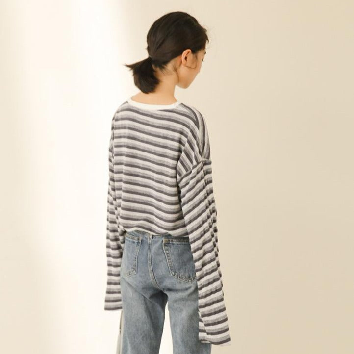 ボーダーオーバーTシャツ♡ゆるふわ着心地 S2637