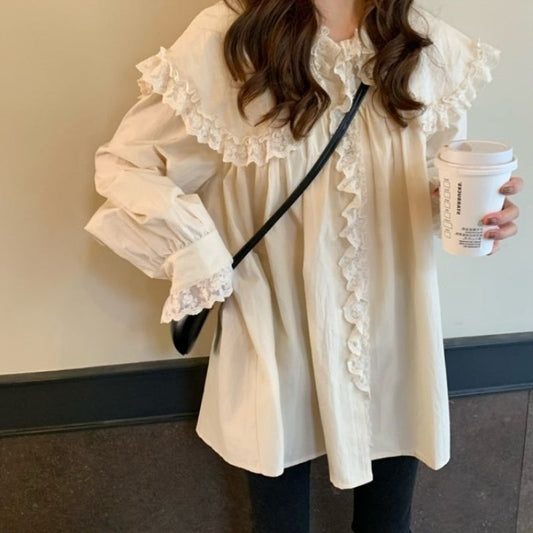 オーバーフリルブラウス ふんわり可愛いデザイン S1774