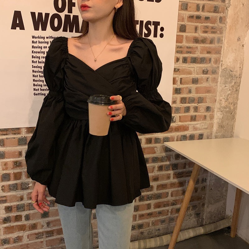 パフスリーブのカシュクールブラウス♡ふんわり大人可愛い S1781