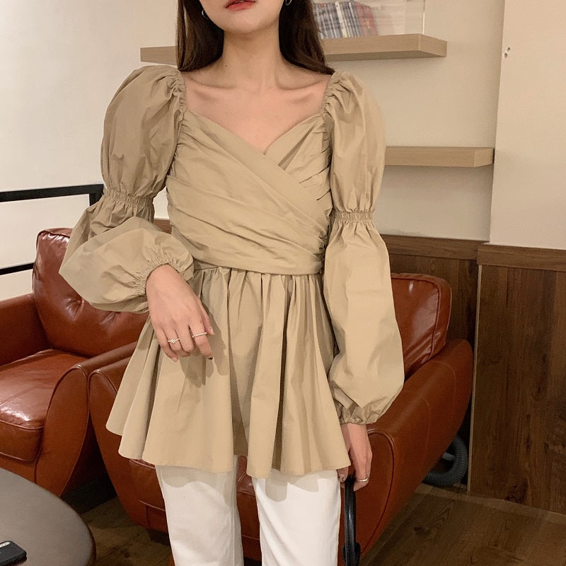 パフスリーブのカシュクールブラウス♡ふんわり大人可愛い S1781