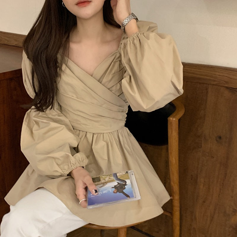 パフスリーブのカシュクールブラウス♡ふんわり大人可愛い S1781