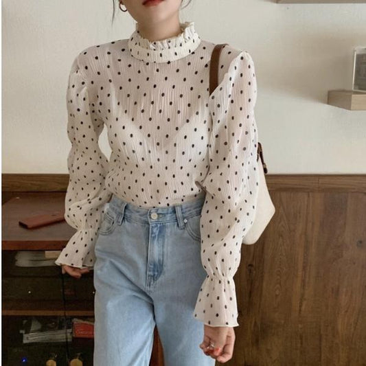 ドットプリーツブラウス 〜大人可愛いデザイン〜 S1761