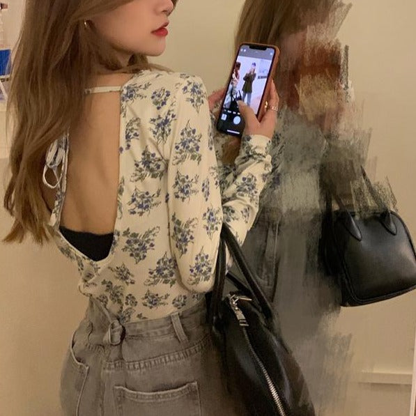 バックオープンVネックトップス♡デニム風ベストで差をつけて S1709