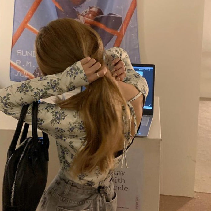 バックオープンVネックトップス♡デニム風ベストで差をつけて S1709