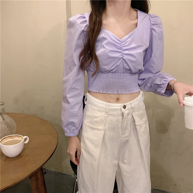 ロングバブルスリーブミニトップス♡ふんわり袖で大人可愛い S2775