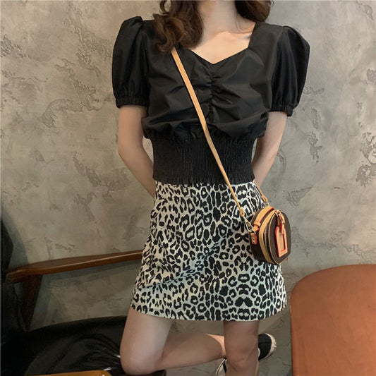 パフスリーブの半袖ミニトップス♡ S1425