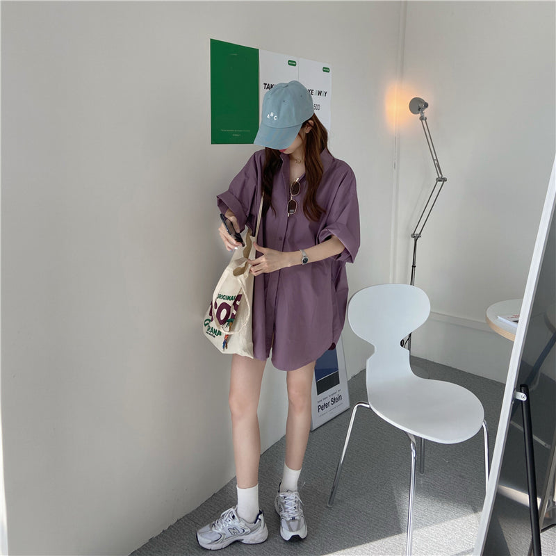 大人可愛いシンプルロングシャツ S1556