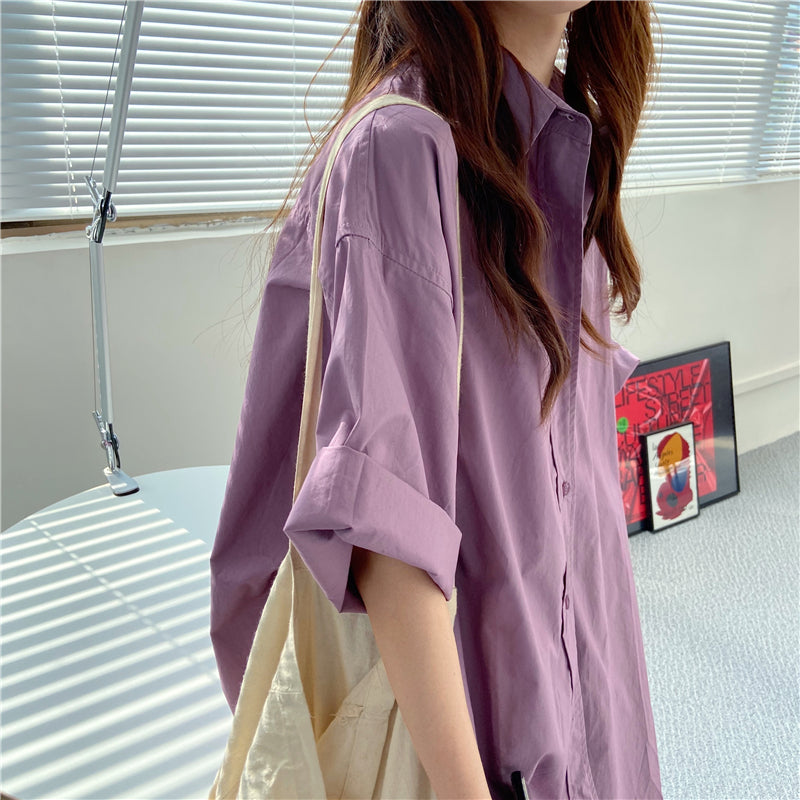 大人可愛いシンプルロングシャツ S1556