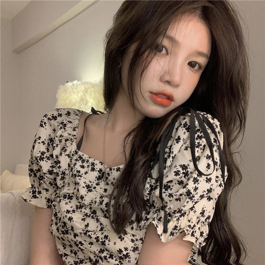 2wayオフショル小花柄トップス かわいい着回し S1594