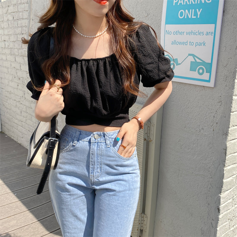バックリボンが可愛い♡ナチュラルスクエアネックブラウス S1532