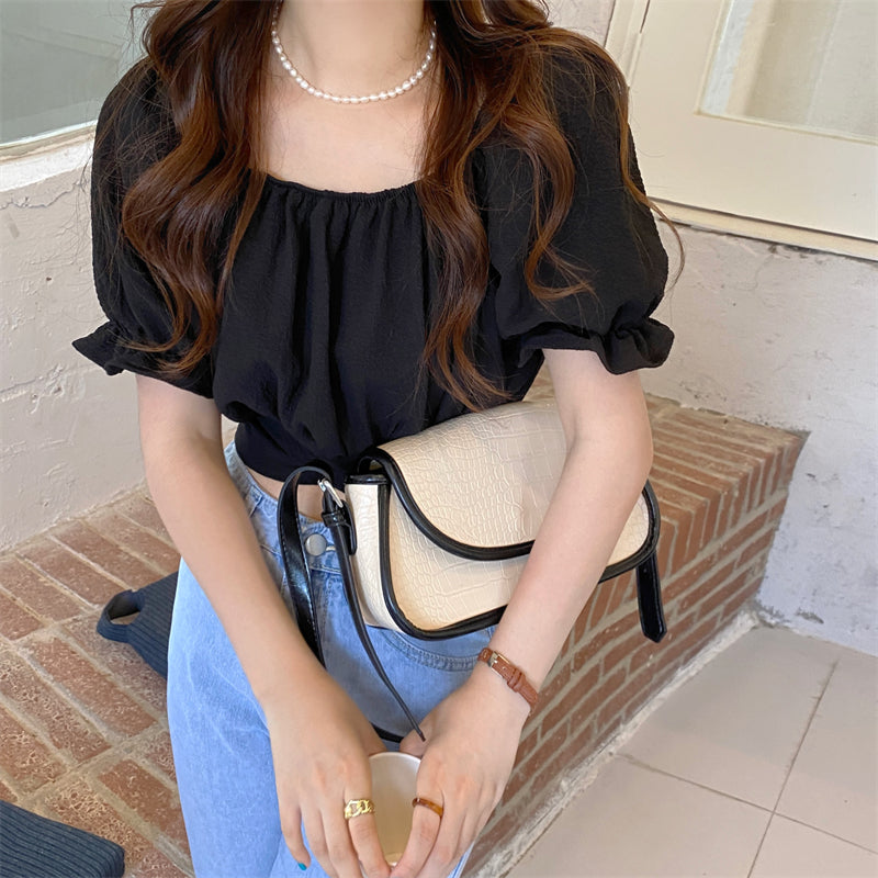 バックリボンが可愛い♡ナチュラルスクエアネックブラウス S1532