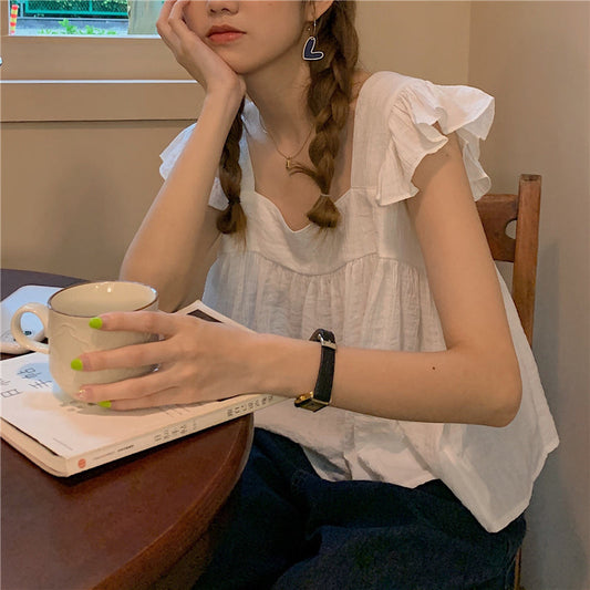 スクエアカラーギャザーが可愛いトップス S1530