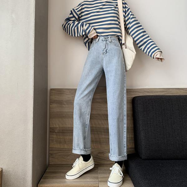 ストレートデニムパンツ シンプルで着回しやすい定番アイテム S2858