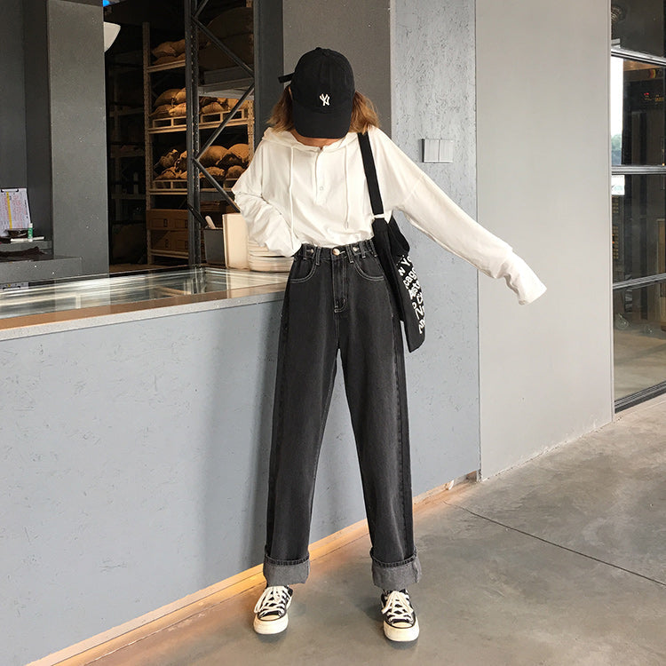 レトロなハイウエストデニムパンツ S2832