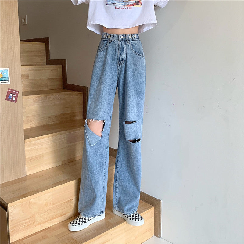 ダメージストレートデニムパンツ S2790