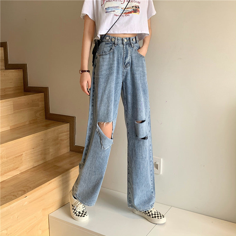 ダメージストレートデニムパンツ S2790