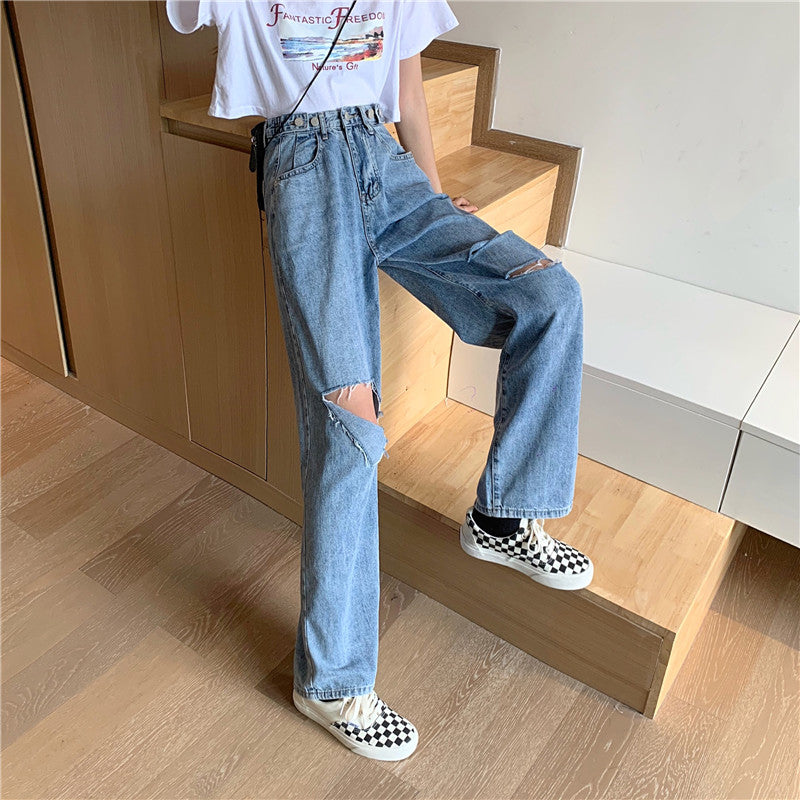 ダメージストレートデニムパンツ S2790