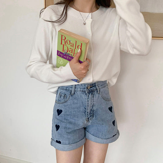 ハート柄デニムショートパンツ♡ S1830