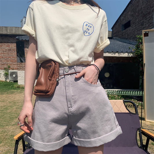 Aライン デニムショートパンツ 可愛いデザイン S1827