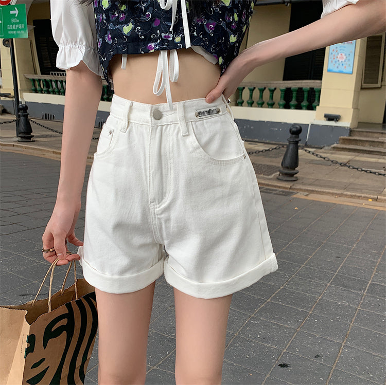 Aライン デニムショートパンツ 可愛いデザイン S1827