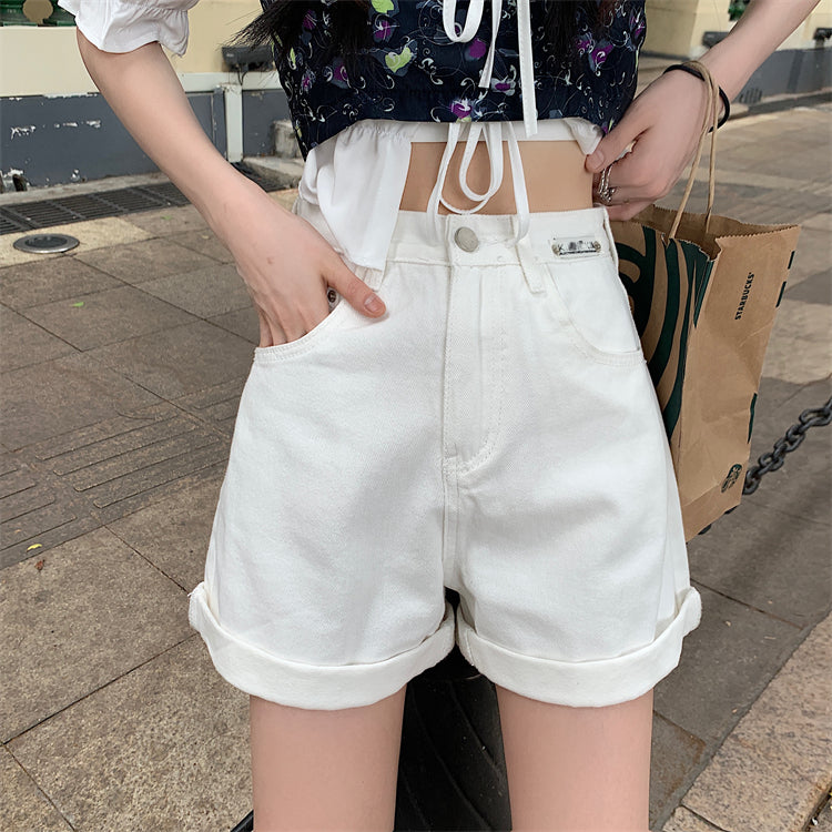Aライン デニムショートパンツ 可愛いデザイン S1827