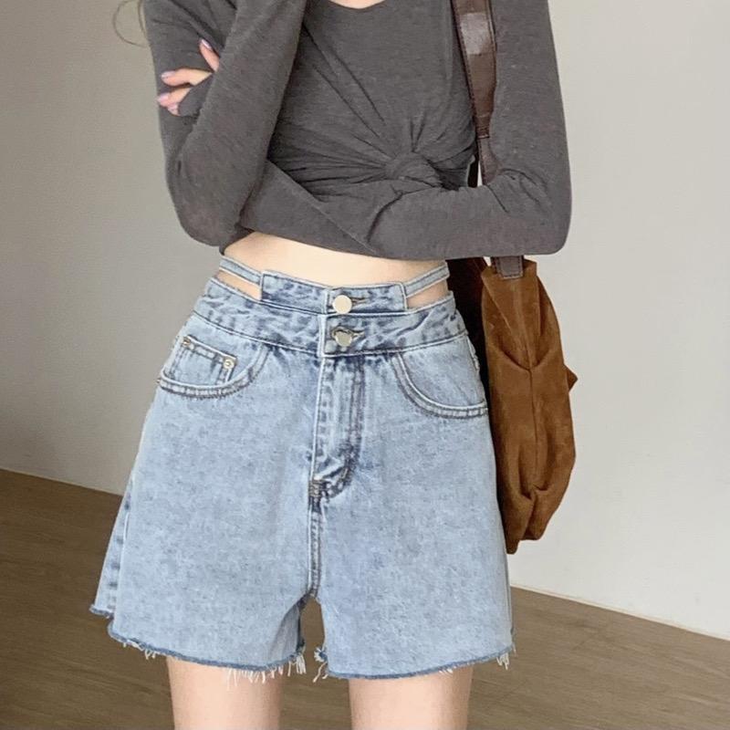 デザインショートデニムパンツ おしゃれなデザインで可愛く着こなせる S1826