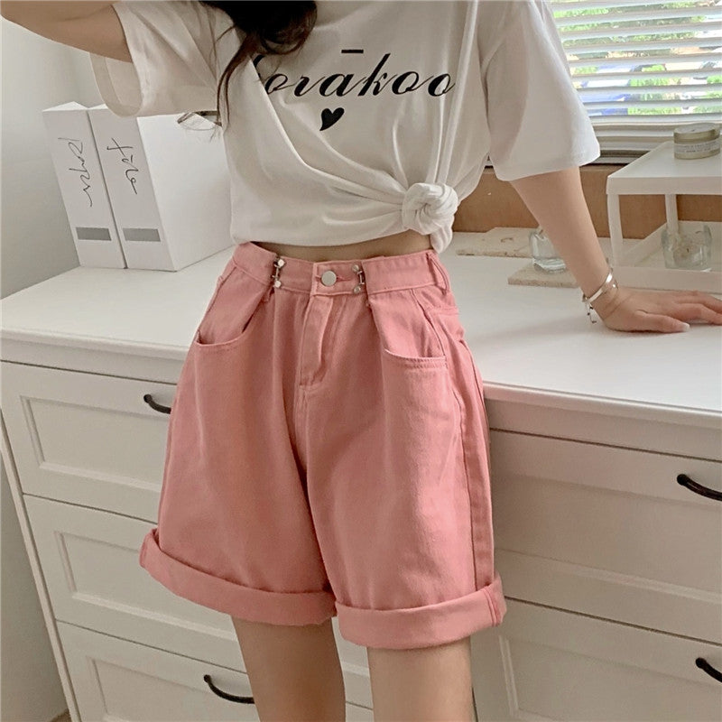 ウエストフックハーフデニムパンツ♡ガーリーなデザイン S1824
