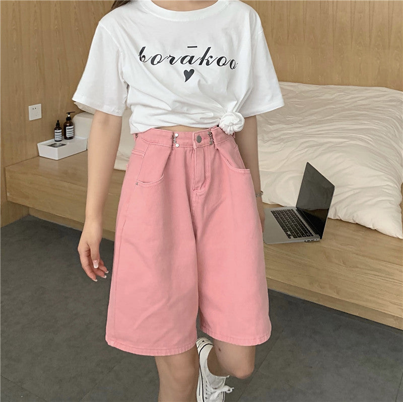 ウエストフックハーフデニムパンツ♡ガーリーなデザイン S1824