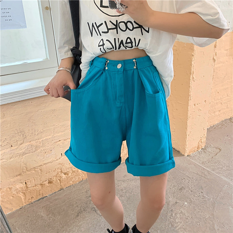 ウエストフックハーフデニムパンツ♡ガーリーなデザイン S1824