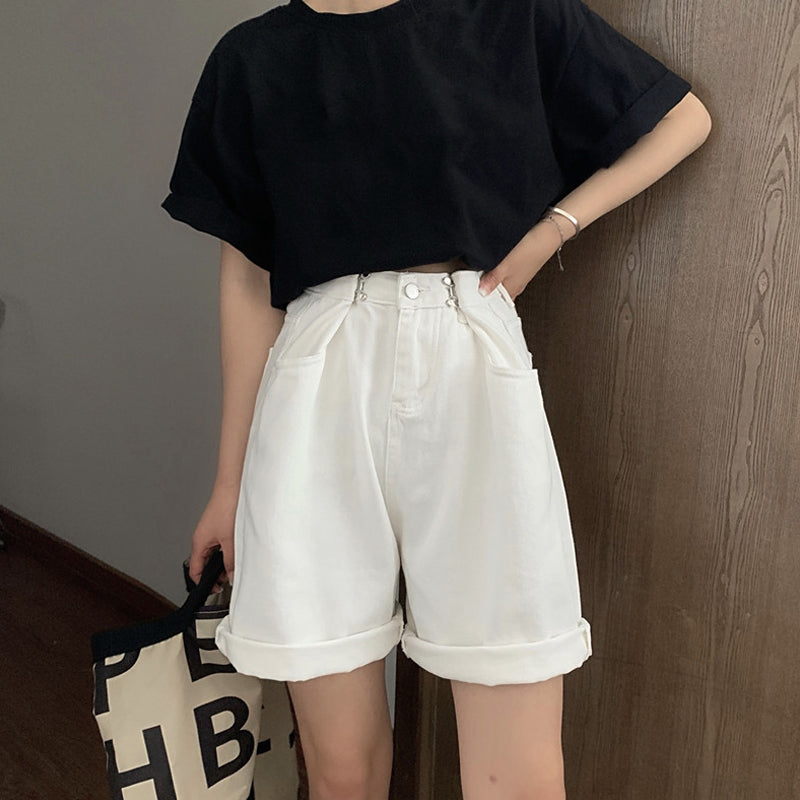 ウエストフックハーフデニムパンツ♡ガーリーなデザイン S1824