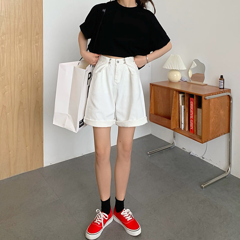 ウエストフックハーフデニムパンツ♡ガーリーなデザイン S1824