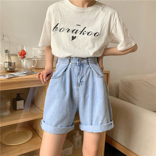 ウエストフックハーフデニムパンツ♡ガーリーなデザイン S1824