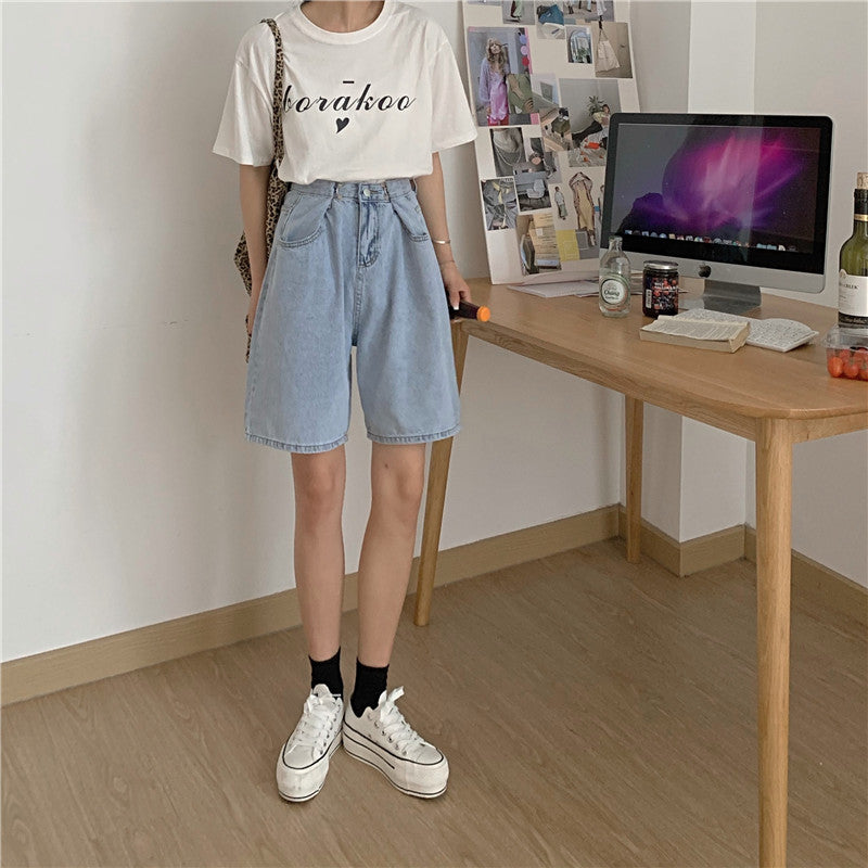 ウエストフックハーフデニムパンツ♡ガーリーなデザイン S1824
