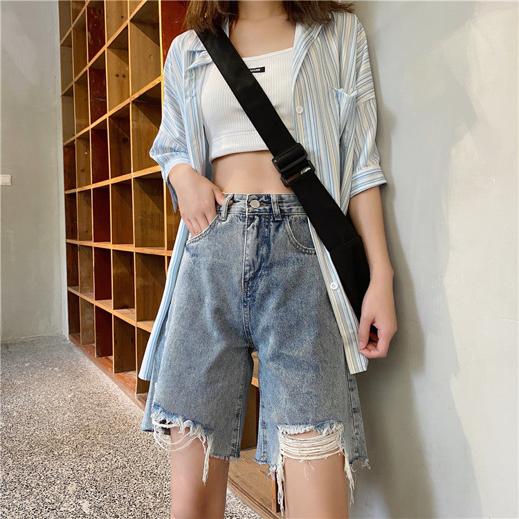 ダメージデニムハーフパンツ♡カジュアルに可愛く S1822