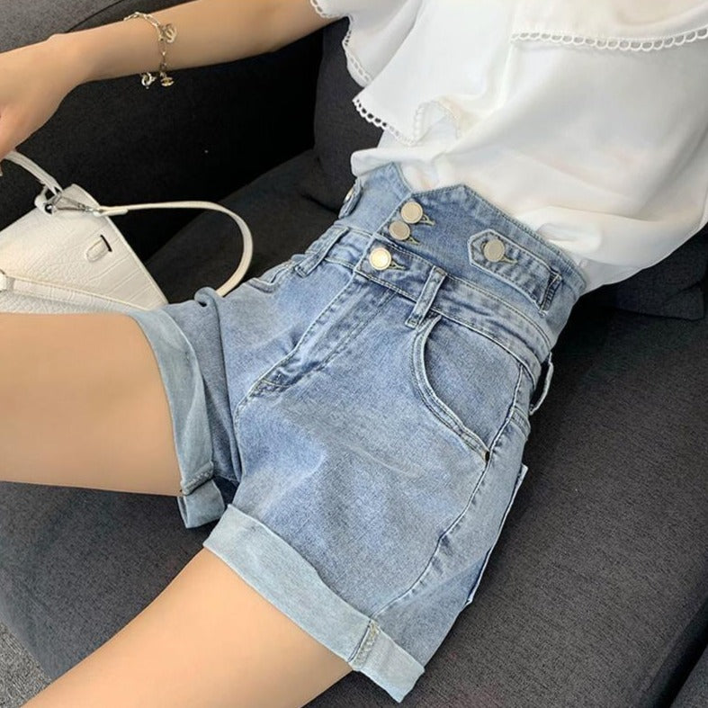 ハイウエストデニムショートパンツ♡ S1821