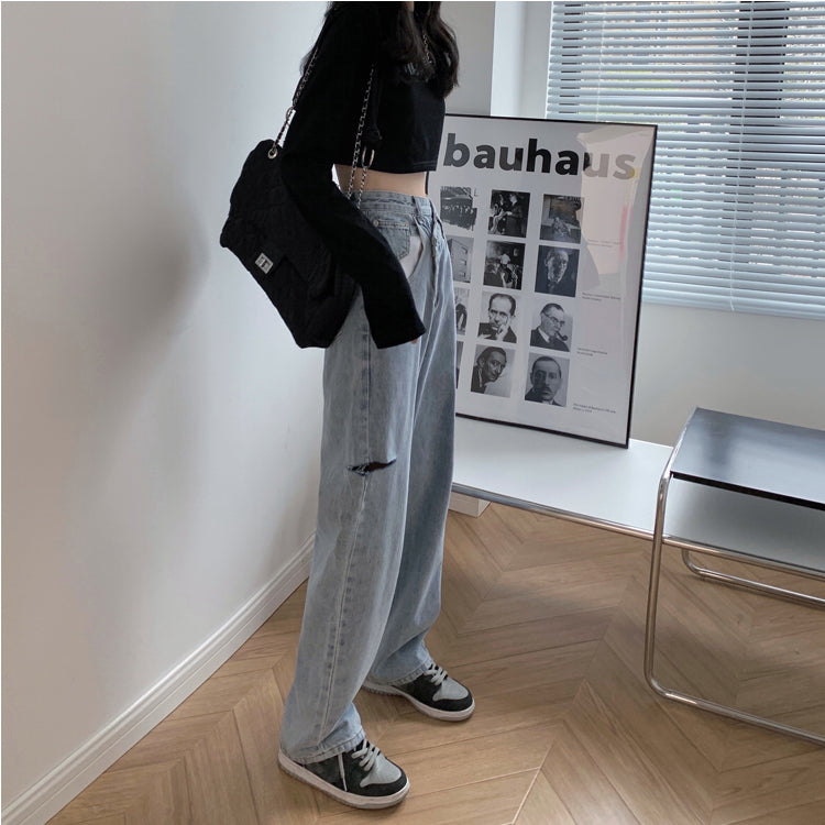 アシメクラッシュデニムパンツ♡ダボっとシルエットでお洒落に S2679