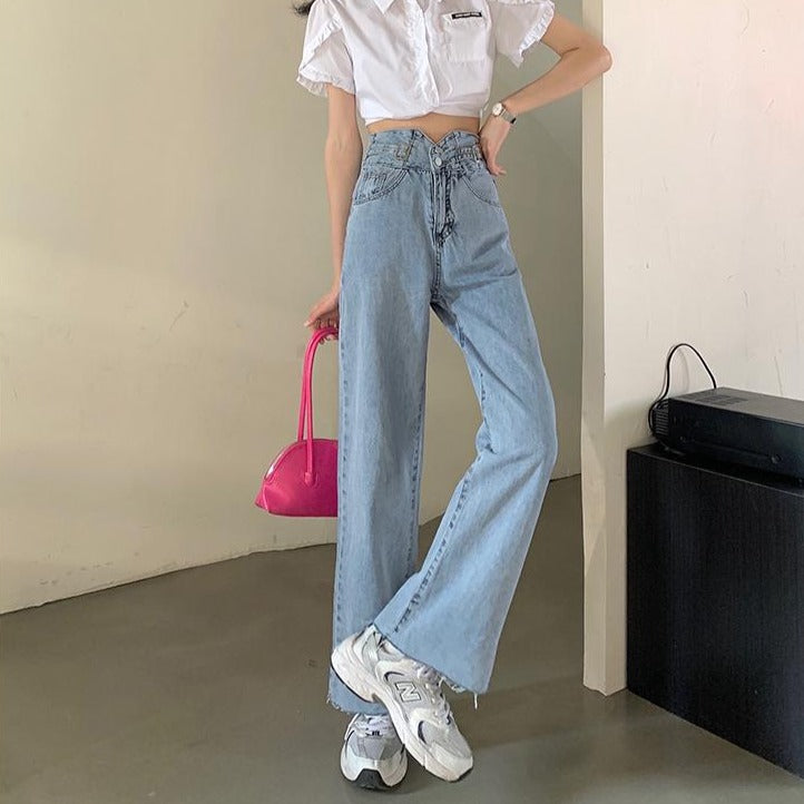 ベルト付きストレートデニムパンツ♡ S2636
