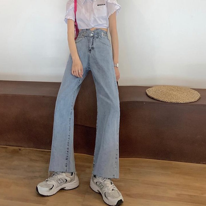 ベルト付きストレートデニムパンツ♡ S2636