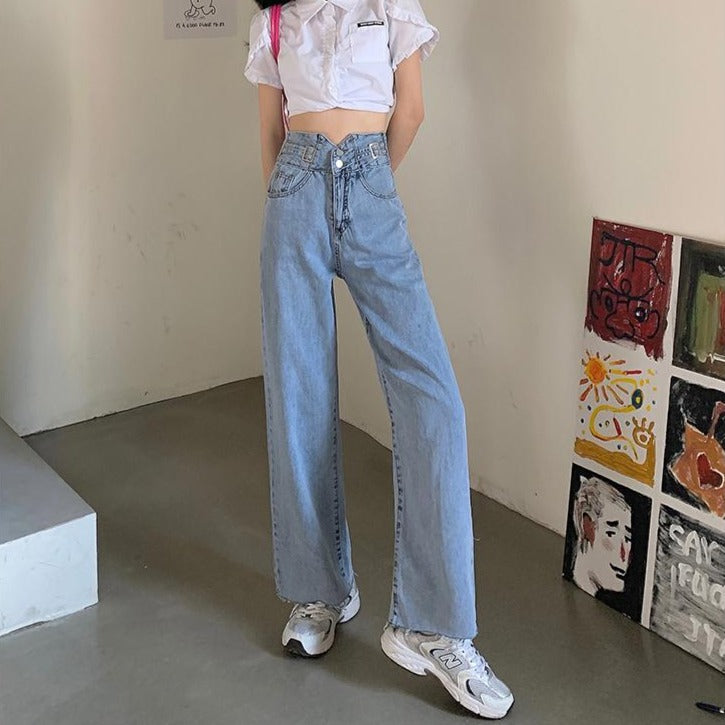 ベルト付きストレートデニムパンツ♡ S2636