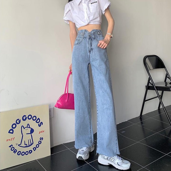 ベルト付きストレートデニムパンツ♡ S2636