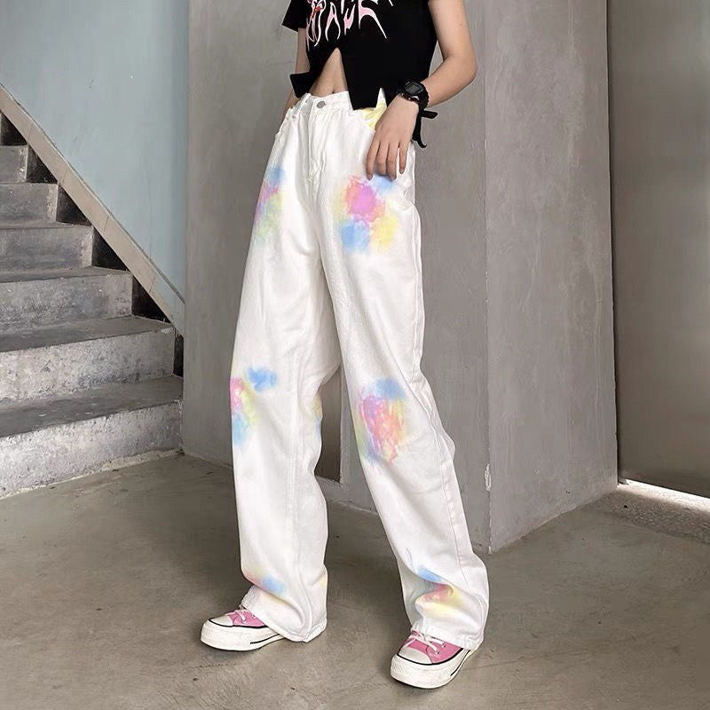 ペイントデニム ストレートパンツ♡美脚効果でカジュアルに S2644