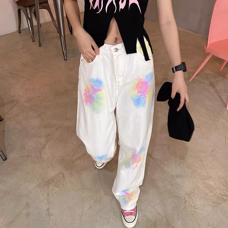 ペイントデニム ストレートパンツ♡美脚効果でカジュアルに S2644