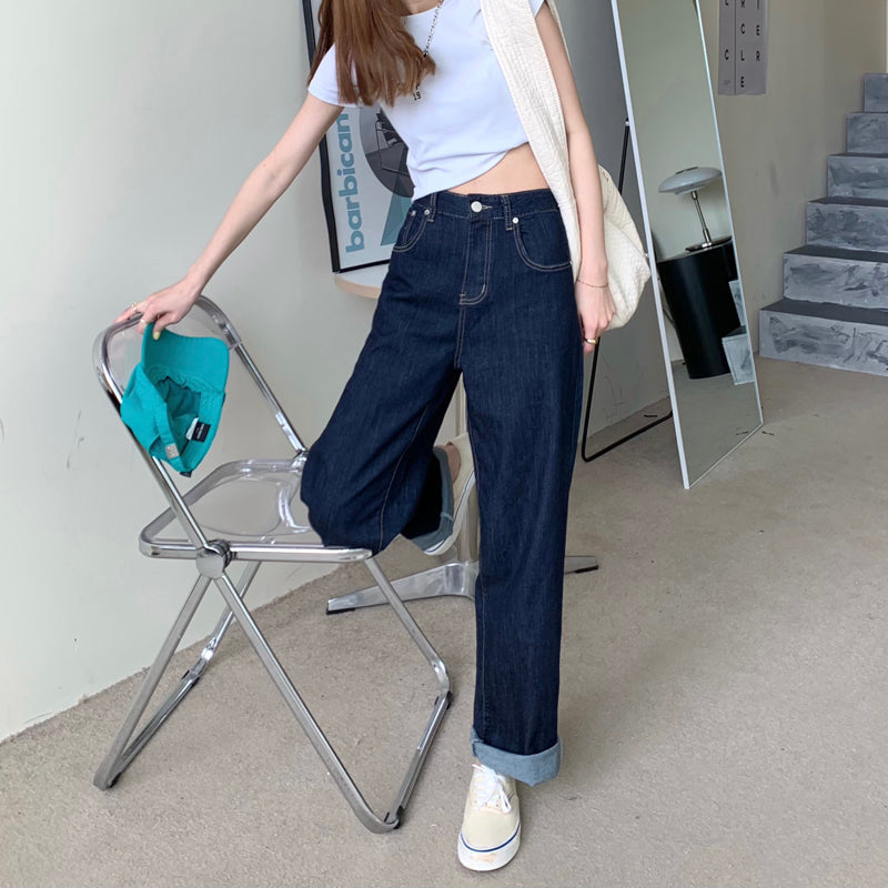 ストレートデニムパンツ シンプルで着回し抜群 S2602