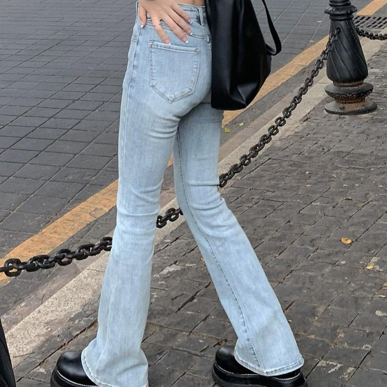 ハイウエストフレアデニムパンツ♡シンプルで可愛い S2598