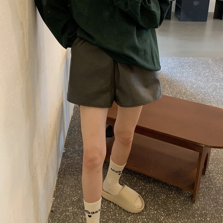 エコレザーショートパンツ♡ハイウエストで脚長効果 S1330